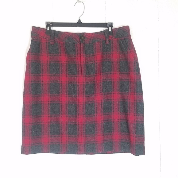 Eddie Bauer Dresses & Skirts - Eddie Bauer vintage red gray plaid wool blend skirt